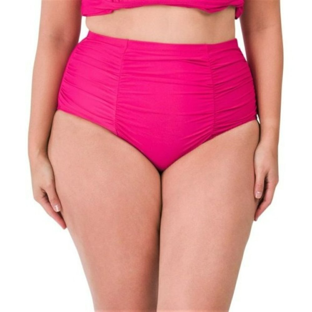 NWT RAISINS CURVE Plus High-rise Ruched front Costa Swim Bikini Bottom